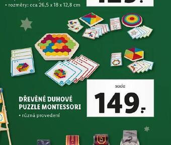 Lidl Dřevěné duhové puzzle montessori nabídka
