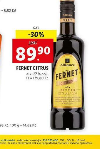 Lidl Fernet citrus nabídka