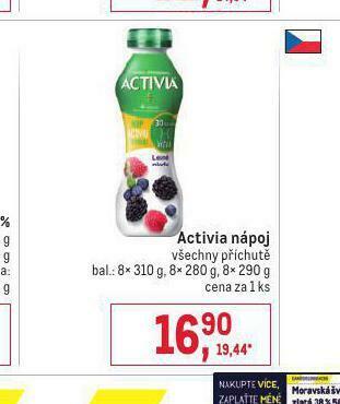 Makro Activia nápoj nabídka