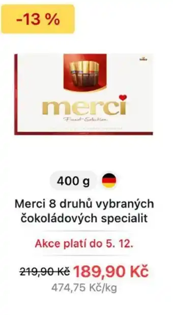 Merci 8 druhů vybraných čokoládivých specialit