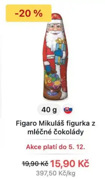 Košík Figaro Mikuláš figurka z mléčné čokolády nabídka