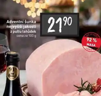 Billa Adventní šunka nejvyšší jakosti z pultu lahůdek cena za 100g nabídka