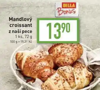 Billa Mandlový croissant z naší pece 1 ks, 72 g nabídka