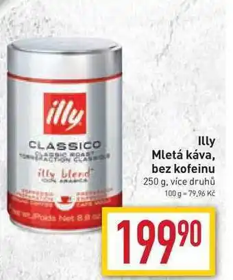 Billa Illy mletá káva bez kofeinu 250g nabídka