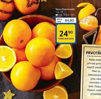 Tesco Pomeranče nabídka
