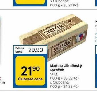 Tesco Madeta jihočeský syreček nabídka