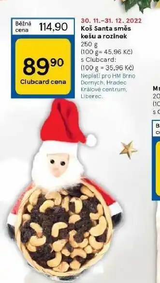 Tesco Koš santa směs kešu a rozinek nabídka