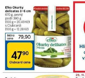 Tesco Efko okurky delikates 3-6 cm nabídka