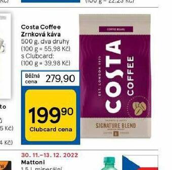 Tesco Costa coffee zrnková káva nabídka