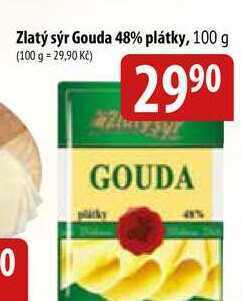 Zlatý sýr gouda 48% plátky, 100 g