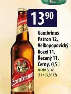 Bala Gambrinus gambrinus patron 12, velkopopovický kozel 11, řezaný 11, černý, 0,5l nabídka