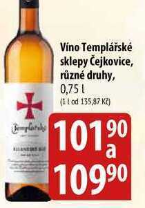 Bala Víno templářské sklepy čejkovice, různé druhy, 0,75l nabídka