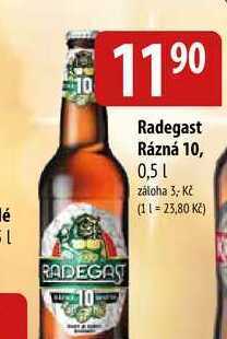 Bala Radegast rázná 10, 0,5l nabídka