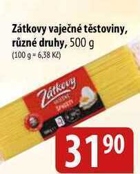 Zátkovy vaječné těstoviny, různé druhy, 500 g