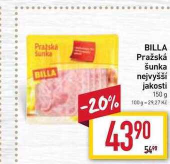 Billa Billa pražská šunka nejvyšší jakosti 150 g nabídka
