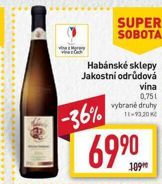Billa Habánské sklepy jakostní odrůdová vína 0,75l nabídka