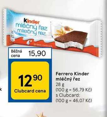 Tesco Ferrero kinder mléčný řez 28 g nabídka