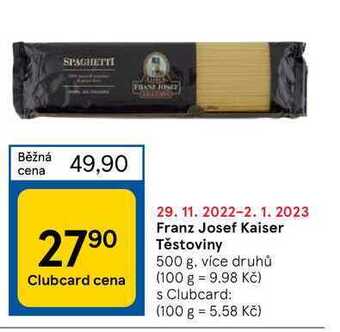 Tesco Franz josef kaiser těstoviny 500 g nabídka