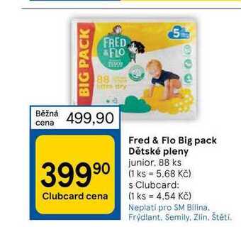Tesco Fred & flo big pack dětské pleny junior, 88 ks nabídka