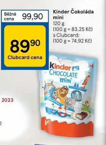 Tesco Kinder čokoláda mini 120 g nabídka