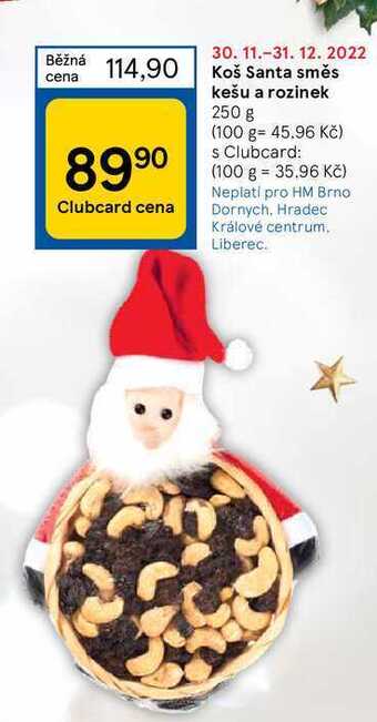 Tesco Koš santa směs kešu a rozinek 250 g nabídka