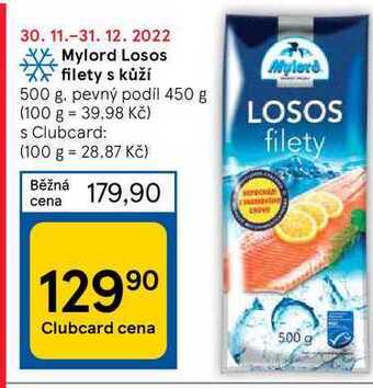 Tesco Mylord losos filety s kůží, 500 g nabídka