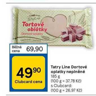 Tesco Tatry line dortové oplatky neplněné 185 g nabídka