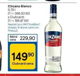 Tesco Cinzano bianco 0.75 1 nabídka