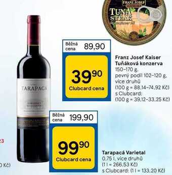 Tesco Franz josef kaiser tuňáková konzerva 150-170 g nabídka