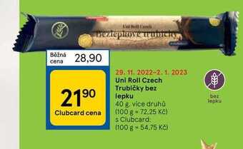 Tesco Uni roll czech trubičky bez lepku 40 g nabídka