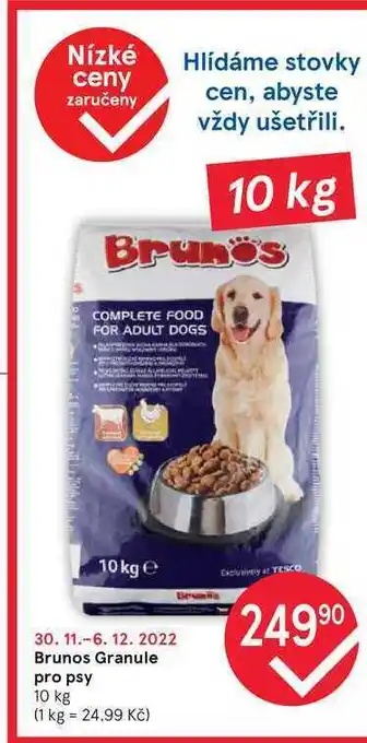 Tesco Brunos granule pro psy 10 kg nabídka