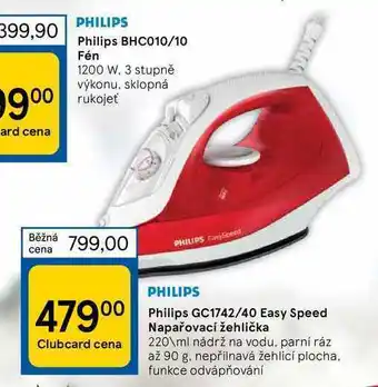Tesco Philips gc1742/40 easy speed napařovací žehlička nabídka