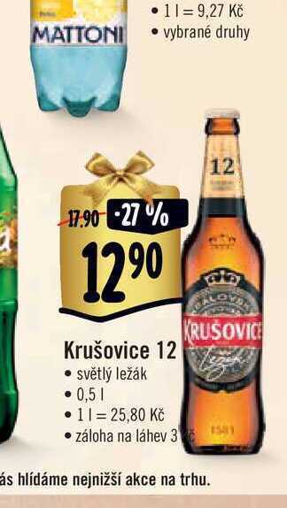 Albert Krušovice 12 • světlý ležák • 0,5 l nabídka