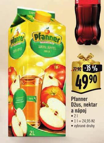 Albert Pfanner džus, nektar a nápoj nabídka