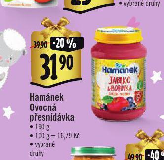 Albert Hamánek ovocná přesnídávka nabídka