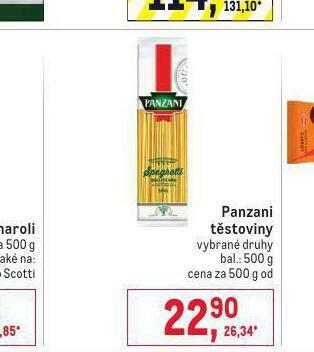 Makro Panzani těstoviny nabídka