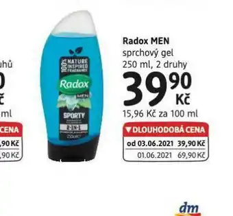 dm drogerie Radox men sprchový gel nabídka