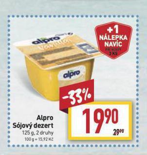 Billa Alpro sójový dezert nabídka