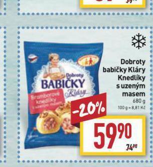 Billa Dobroty babičky kláry knedlíky s uzeným masem nabídka