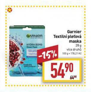 Billa Garnier pleťová maska nabídka