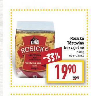 Billa Rosické bezvaječné těstoviny nabídka