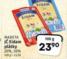 Coop Madeta jihočeský eidam 20%, 30% plátky 100g nabídka