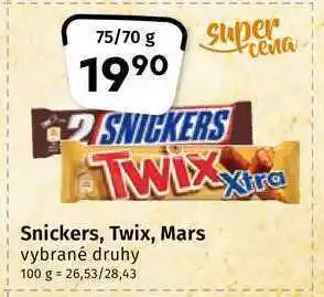 Coop Snickers, twix, mars vybrané druhy 75/70g nabídka