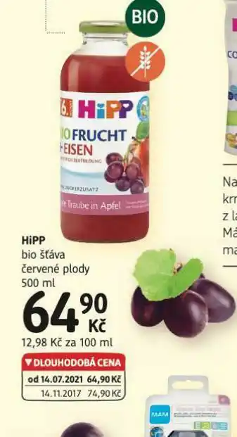 dm drogerie Hipp bio šťáva nabídka