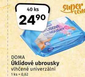 Coop Doma úklidové ubrousky vlhčené univerzální 40ks nabídka