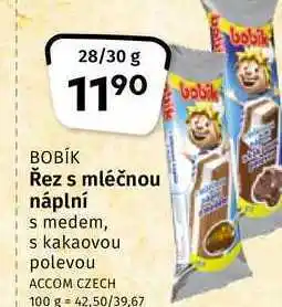 Coop Bobík řez s mléčnou náplní a medem 28/30g nabídka