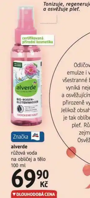 dm drogerie Alverde růžová voda nabídka