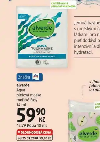 dm drogerie Alverde pleťová maska mořské plody nabídka