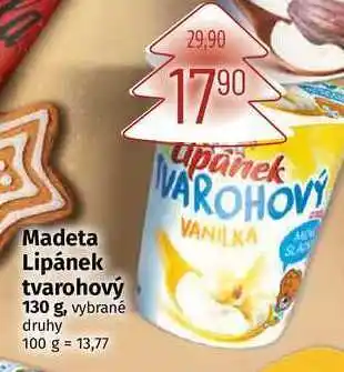 Coop Madeta lipánek tvarohový 130 g, vybrané druhy nabídka