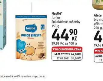 dm drogerie Nestlé junior čokoládové sušenky nabídka